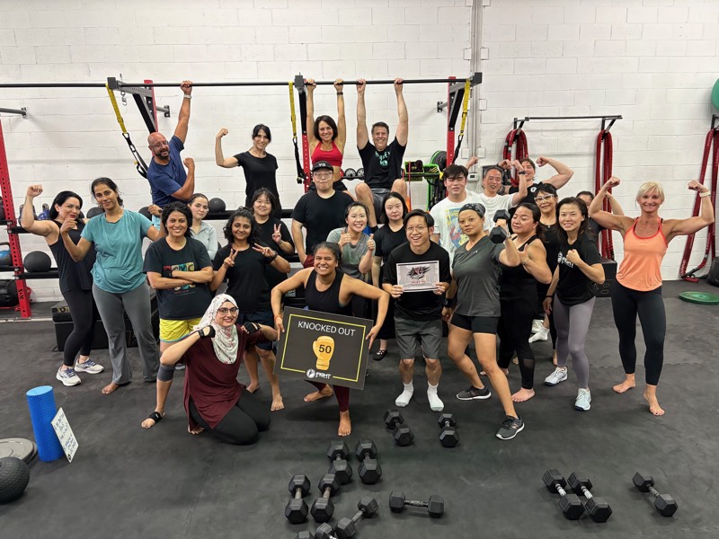 Fight Fitness group class celebrating together